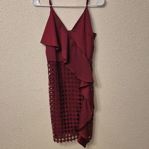 Lucy Paris Asymmetrical Burgundy Dress